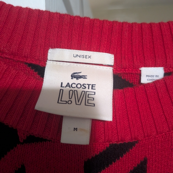 Lacoste Men's Sweater in Red and Black Houndstooth - Picture 2 of 4